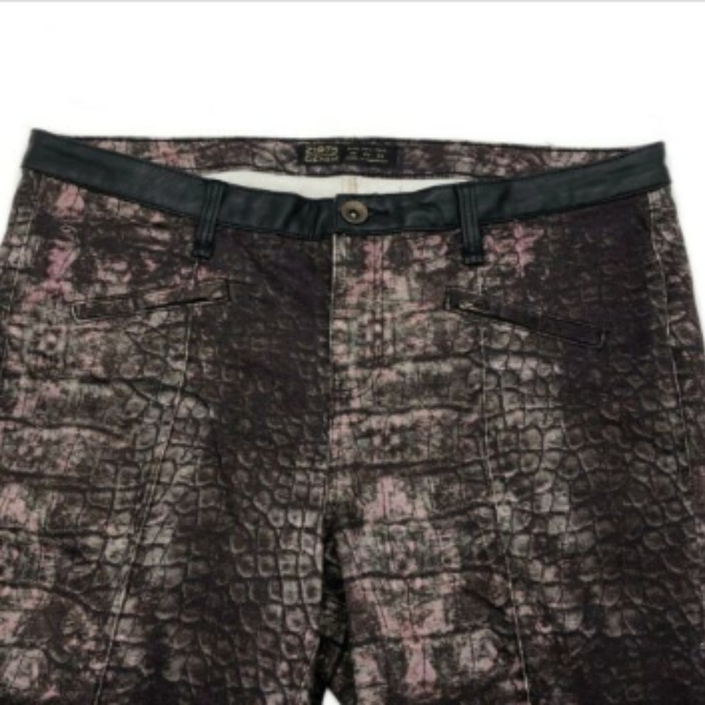 Zara Basic Snakeskin Print Pants Pink Brown Skinny